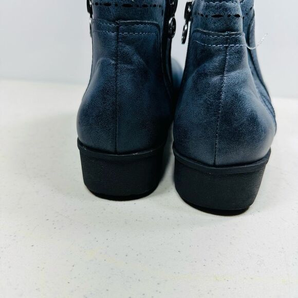 Jsport Jenna Ankle Boots Women 7 M Blue Faux Leather Side Zip Memory Foam Bootie - Picture 5 of 8